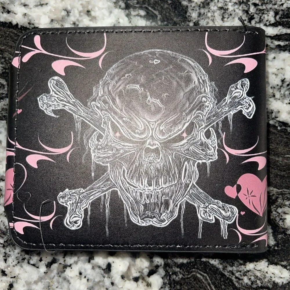 Motörhead Classic Print wallet Pink Hearts Skull Snap